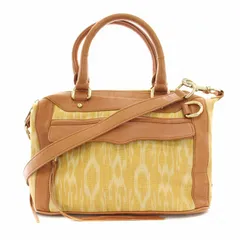 レベッカミンコフ Rebecca Minkoff ハンドバッグ ショルダーバッグ 2way レザー キャンバス 茶 ブラウン 黄 イエロー /YT ●Dのサムネイル