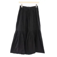 ガニー GANNI Maxi Flounce Skirt マキシフラウンススカート フレア イージー ウエストゴム ワンカラー 34 黒 ブラック 32-05-34-05003 /BBのサムネイル
