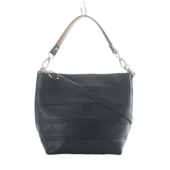 バーニーズニューヨーク BARNEYS NEW YORK ショルダーバッグ ハンド 2way 黒 ブラック 横ラインデザインゴールド金具 /RI ■OSのサムネイル