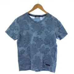 ブラックレーベルクレストブリッジ BLACK LABEL CRESTBRIDGE Tシャツ コットン Vネック 半袖 M 青 ブルー 花柄 51P54-153-22 /AP