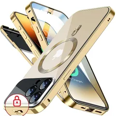 Rosycover【新次元の一体型レンズ・メカニカルロック】iPhone 14 Pro Max 用の ケース Mag-safe対応[360°全面保護・両面強化ガラス][本体の色・CD Mag-safeリング]マグセーフ ワイヤレス充電対応 ストラップホール付き