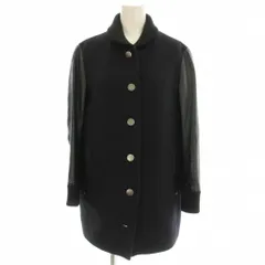 ユナイテッドアローズ UNITED ARROWS スタジャン ジャケット やぎ革 ウール混 コート 36 ネイビー 黒 1525-136-1938 /☆Gのサムネイル