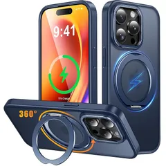iPhone 15 Pro 用 ケース Magsafe対応 ワイヤレス充電 360°回転スタンド 縦横両対応 Gunwon スマホケース iphone15 Pro 用 米軍規格 耐衝撃 半透明 マット感 マグセーフ 防指紋 リング マグネット搭載 アイフォン1