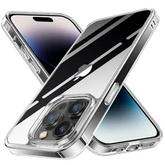 NIMASO iPhone 14 Pro Max 用 ケース クリア 背面 強化ガラス 9H硬度 米軍MIL規格 SGS認証 耐衝撃 傷つけ防止 透明 薄型 バンパー 黄変防止 ワイヤレス充電対応 ストラップホール付き アイフォン14プロマックス対応 スマホケ