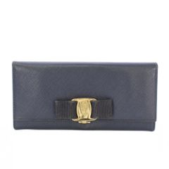 Salvatore Ferragamo フェラガモ 長財布 ネイビー レディース - メルカリ
