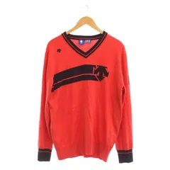 デサント DESCENTE ニット セーター O 赤 Vネック 長袖 ロゴデザイン /JPのサムネイル
