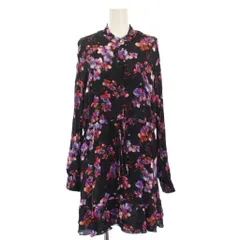 パトリツィアペペ PATRIZIA PEPE フローラル柄ワンピース ひざ丈 長袖 40 黒 2A2481 A163 /KHのサムネイル