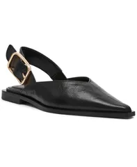 スティーブ マデン レディース シューズ パンプス Steve Madden Womens Shay Slingback PointedToe Flats Black Leather ブラックのサムネイル