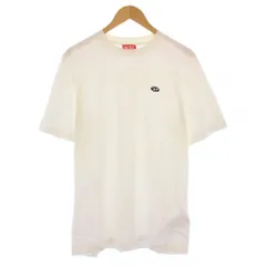 ディーゼル DIESEL Tシャツ 半袖 クルーネック ストレッチ ロゴ 刺繍 ワンポイント M 白 ホワイト /BB