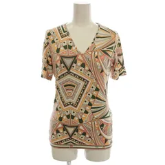 エミリオプッチ EMILIO PUCCI カットソー Vネック Tシャツ 半袖 総柄 プッチ柄 XS オレンジ ピンク 92RO10 /☆Gのサムネイル