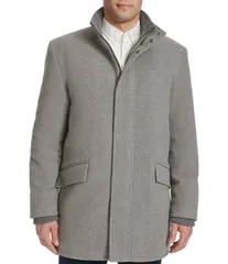 コールハーン メンズ アウター ジャケット・ブルゾン プラスサイズ ウール コート Cole Haan Wool Blend Plush Solid Coat LT Grey グレーのサムネイル