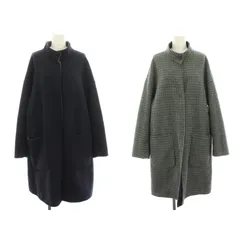 シンプリシテェ Simplicite 23AW S120ブレンドリバーシブルミドル丈コート スタンドカラーコート アウター 無地 チェック柄 紺 ネイビー グレー 23020700802130 /YTのサムネイル
