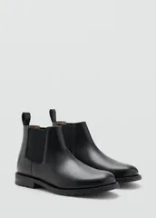 マンゴ メンズ シューズ ブーツ・レインブーツ チェルシーブーツ チェルシー レザー Mango 100 leather Chelsea boots Black ブラック