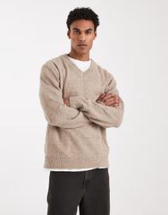 Stussy Roll V Neck Sweater oatmeal - メルカリ