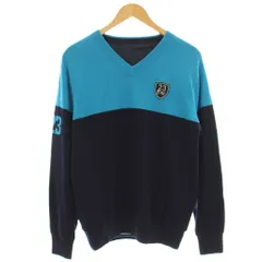 23区 オンワード樫山 19AW GOLF ニット セーター Vネック L 水色 黒 KW0511 /☆Gのサムネイル