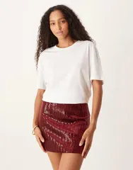 エイミー・リー レディース ボトムス スカート ミニ ベルベット スパンコール Amy Lynn sequin velvet mix mini skirt RED レッド