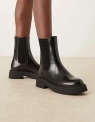 エイソス レディース シューズ ブーツ・レインブーツ チェルシーブーツ チェルシー ブーツ ASOS DESIGN Andy flat chunky chelsea boots Black box ブのサムネイル