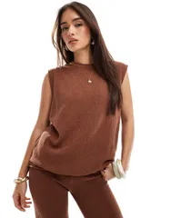 エイソス レディース トップス タンクトップ ニット ASOS DESIGN knit slub tank top in rust part of a set Rust ラストのサムネイル