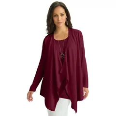 ジェシカロンドン レディース アウター ニット・セーター プラスサイズ カーディガン Jessica London Womens Plusize Flyaway Cardigan Merlot