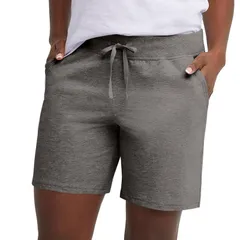 ヘインズ レディース ボトムス ハーフパンツ・ショーツ ショートパンツ ジャージー Womens Hanes Jersey Drawstring Shorts Charcoal Heather チャコール
