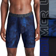 アンダーアーマー メンズ アンダーウェア ボクサーパンツ プリント Mens Under Armour 3pack Performance Tech Printed 9in Long Leg Boxeのサムネイル