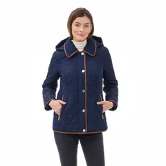 ロンドンフォグ レディース アウター ジャケット・ブルゾン キルティング Womens London Fog Hooded Quilted Jacket Navy ネイビーのサムネイル