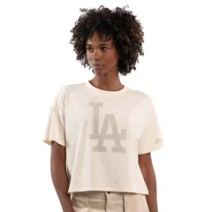 スターター レディース トップス Tシャツ クロップド Womenstarter Cream Los Angeles Dodgers Rhinestone Sprinkle Boxy Croppedのサムネイル