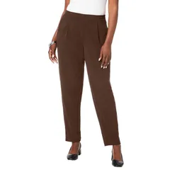 ジェシカロンドン レディース ボトムス カジュアルパンツ ストレート クレープラスサイズ ニット Jessica London Womens Plusize Stretch Knit Crepe Straight Leg Pants Chocolate チョコ