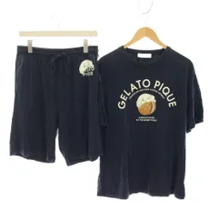 ジェラートピケオム GELATO PIQUE HOMME 25AW レーヨンクッキーアイスサンドTシャツ ハーフパンツ ルームウェア M 紺 ネイビー 半袖 プリント PMCT254933 PMCP254934 /YMのサムネイル