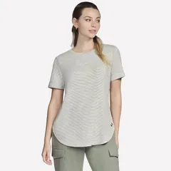 スケッチャーズ レディース トップス Tシャツ Womenskechers GoDri Swift Stripe Tunic Tee Agave ストライプのサムネイル