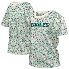 뉴 엘라 여성 탑스 티셔츠 플라워 무늬 플라워 Womens New Era Cream Philadelphia Eagles Glam Game Floral TShirt Eag Beige 베이지