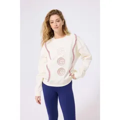テレズ レディース トップス Tシャツ スウェット Womens Terez Cream Chicago Cubs Baseball Stitch Pullover Sweatshirt Cubeigのサムネイル
