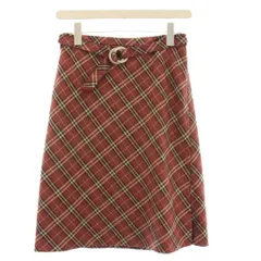 バーバリーブルーレーベル BURBERRY BLUE LABEL スカート ひざ丈 チェック柄 台形 36 赤 レッド FLF76-638 /☆G