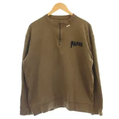 パパス Papas ハーフジップ ロンT カットソー ロゴ 長袖 L 茶 ブラウン /☆Gのサムネイル