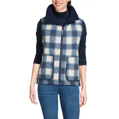 ランズエンド レディース アウター ジャケット・ブルゾン ベスト フリース Womens Lands End Fleece Sherpa Reversible Mixed Media Vest Nav