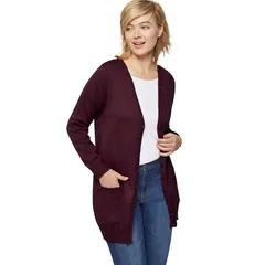 Ellos レディース アウター ニット・セーター プラスサイズ カーディガン ellos Plusize Boyfriend Cardigan Midnight Berry