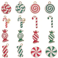 新品 SUNNYCLUE　32個8種　クリスマス　キャンディ　チャーム　スイーツ　パーティー　緑色　お菓子　チャーム　パーツ　スイーツ　ピアス　キャンデイー　イヤリング　ステッキ　ネックレス　可愛い　和風　ブレスレット　マカロン　キーホルダー　円形　メタルパー
