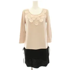 トゥービーシック TO BE CHIC タグ付き ニットワンピース ミニ 装飾 八分袖 2 ピンク 黒 ブラック UAF47-803-12 /HNのサムネイル