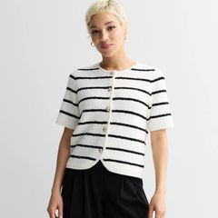 25SS 完売品✨ルルウィルビー ストライプ柄 半袖ニットカーディガン