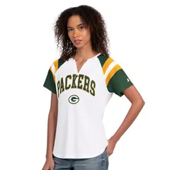 スターター レディース トップス Tシャツ Womenstarter White Green Bay Packers Game Onotch Neck TShirt Pkr White ホワイトのサムネイル