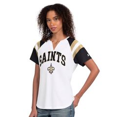 스타터 레이디스 탑스 티셔츠 Womenstarter White New Orleansaints Game Onotch Neck TShirt Snt White 화이트