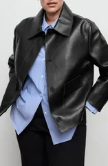 マンゴ レディース アウター ジャケット・ブルゾン レザー フェイクレザー MANGO Sabina Faux Leather Jacket Black ブラックのサムネイル