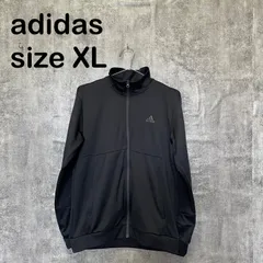 【T-1423】adidas アディダス XL トラックジャケット ジャージ ブラック 3ライン ワンポイント 刺繍ロゴ スポーツ