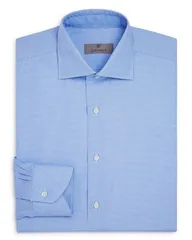 カナーリ メンズ トップス シャツ レギュラーフィット Canali Crosshatch Textured Solid Regular Fit Dress Shirt Blue ブルーのサムネイル