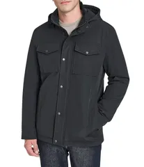 コールハーン メンズ アウター ジャケット・ブルゾン パーカー ジャケット Cole Haan Stand Collar Hoodie Field Jacket Black ブラックのサムネイル