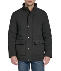 コールハーン メンズ アウター ジャケット・ブルゾン キルティング ジャケット Cole Haan Stand Collar Stretch Quilted Jacket Black ブラックのサムネイル