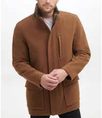 コールハーン メンズ アウター ジャケット・ブルゾン プラスサイズ ウール コート Cole Haan Stand Collar Wool Plush All Weather Car Coat Camのサムネイル