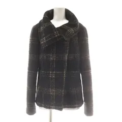 マレーラ MARELLA コート ジャケット ウール アルパカ混 44 茶 黒 チェック柄 アシンメトリー ビッグカラー /AUのサムネイル