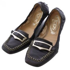 TOD'S トッズ リボンモチーフ レザー バレエシューズ 36.5 ブラック