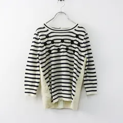 AD2017 トリコ コムデギャルソン tricot COMME des GARCONS 前後切替 フラワーモチーフ付き ボーダーニット/エクリュ【2400014979138】のサムネイル
